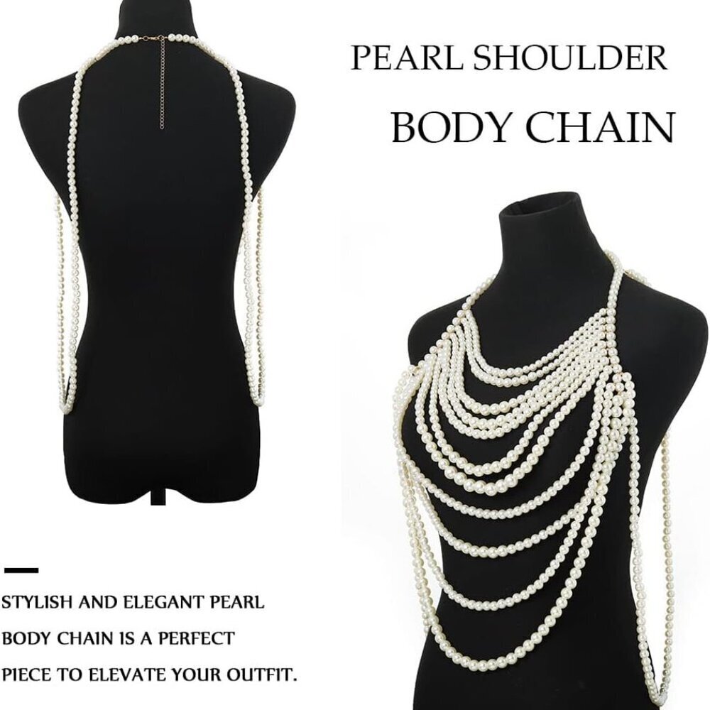 Pearl Body Chain Beaded Jewelry Festival Party Summer Beach Women - Picture 5 of 6
